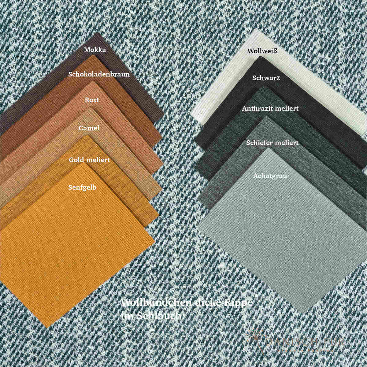 Coupon 80 cm Bio Wolle-Hanf (kbt, mulesingfreit-kba) Petrol melierter Fischgrat