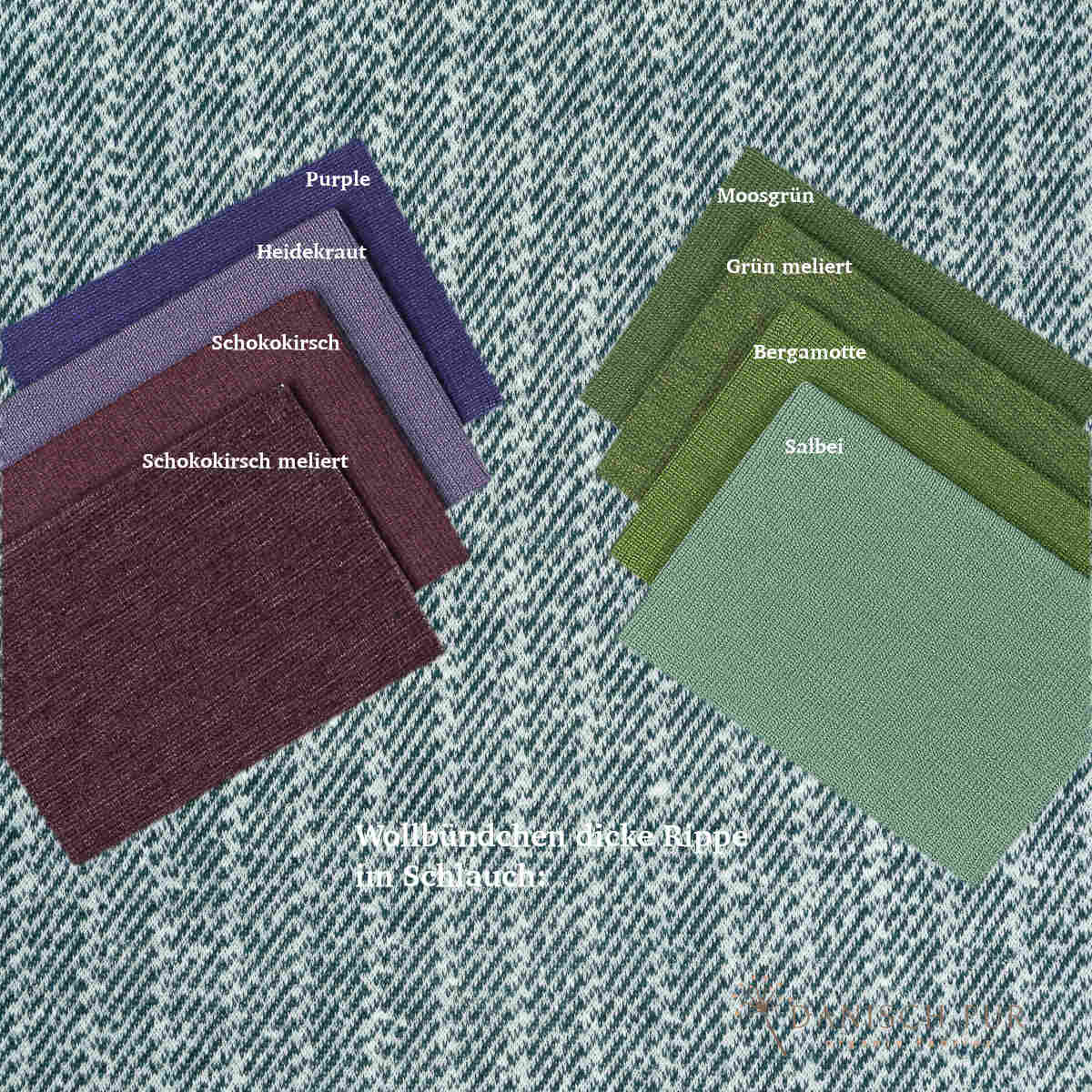 Coupon 80 cm Bio Wolle-Hanf (kbt, mulesingfreit-kba) Petrol melierter Fischgrat