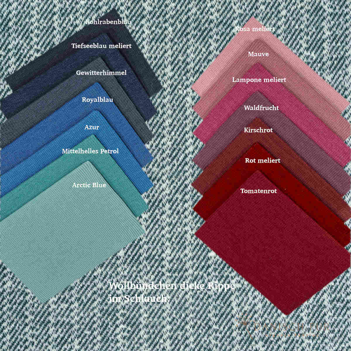 Coupon 80 cm Bio Wolle-Hanf (kbt, mulesingfreit-kba) Petrol melierter Fischgrat