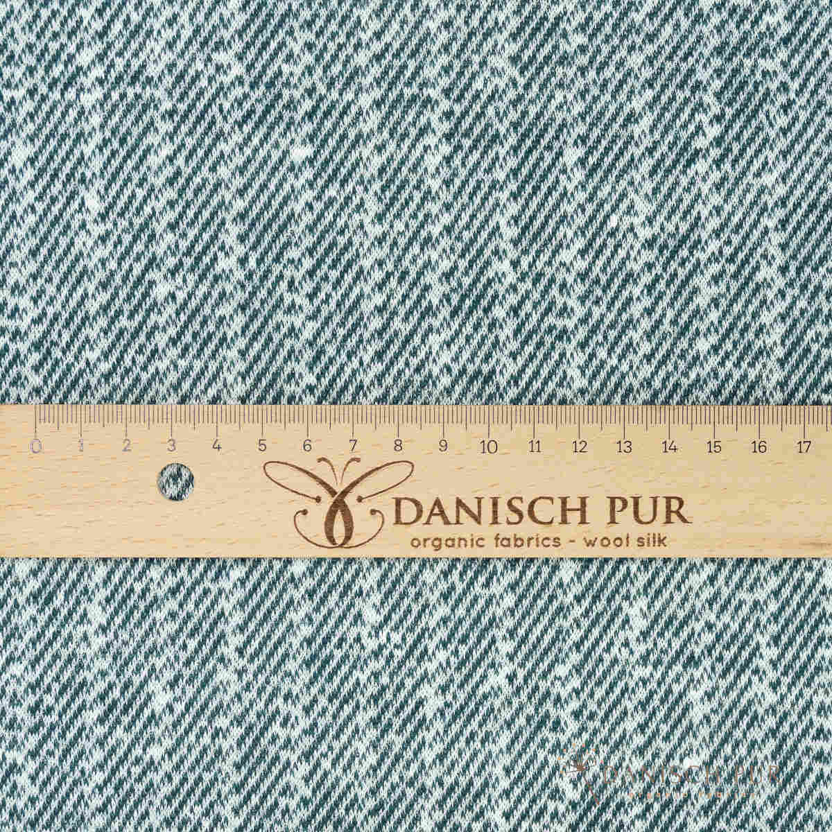 Coupon 80 cm Bio Wolle-Hanf (kbt, mulesingfreit-kba) Petrol melierter Fischgrat