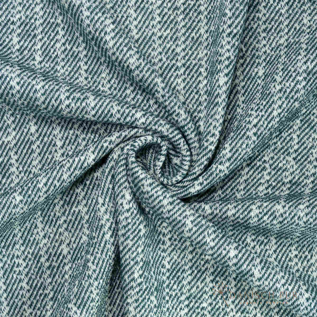 Coupon 80 cm Bio Wolle-Hanf (kbt, mulesingfreit-kba) Petrol melierter Fischgrat