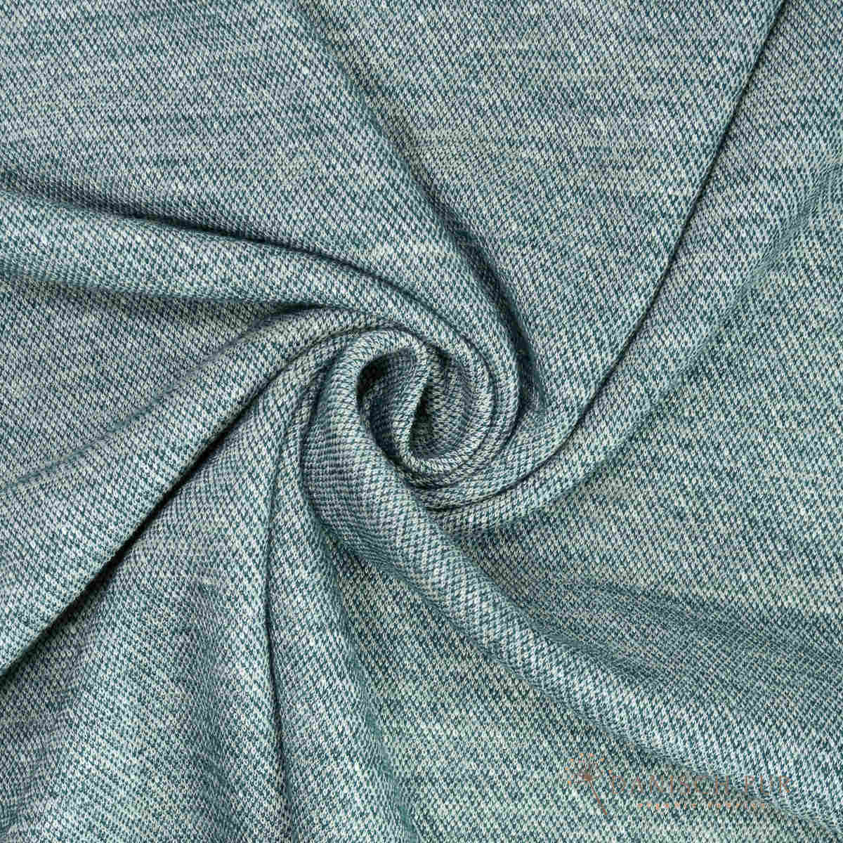 Coupon 80 cm Bio Wolle-Hanf (kbt, mulesingfreit-kba) Petrol melierter Fischgrat