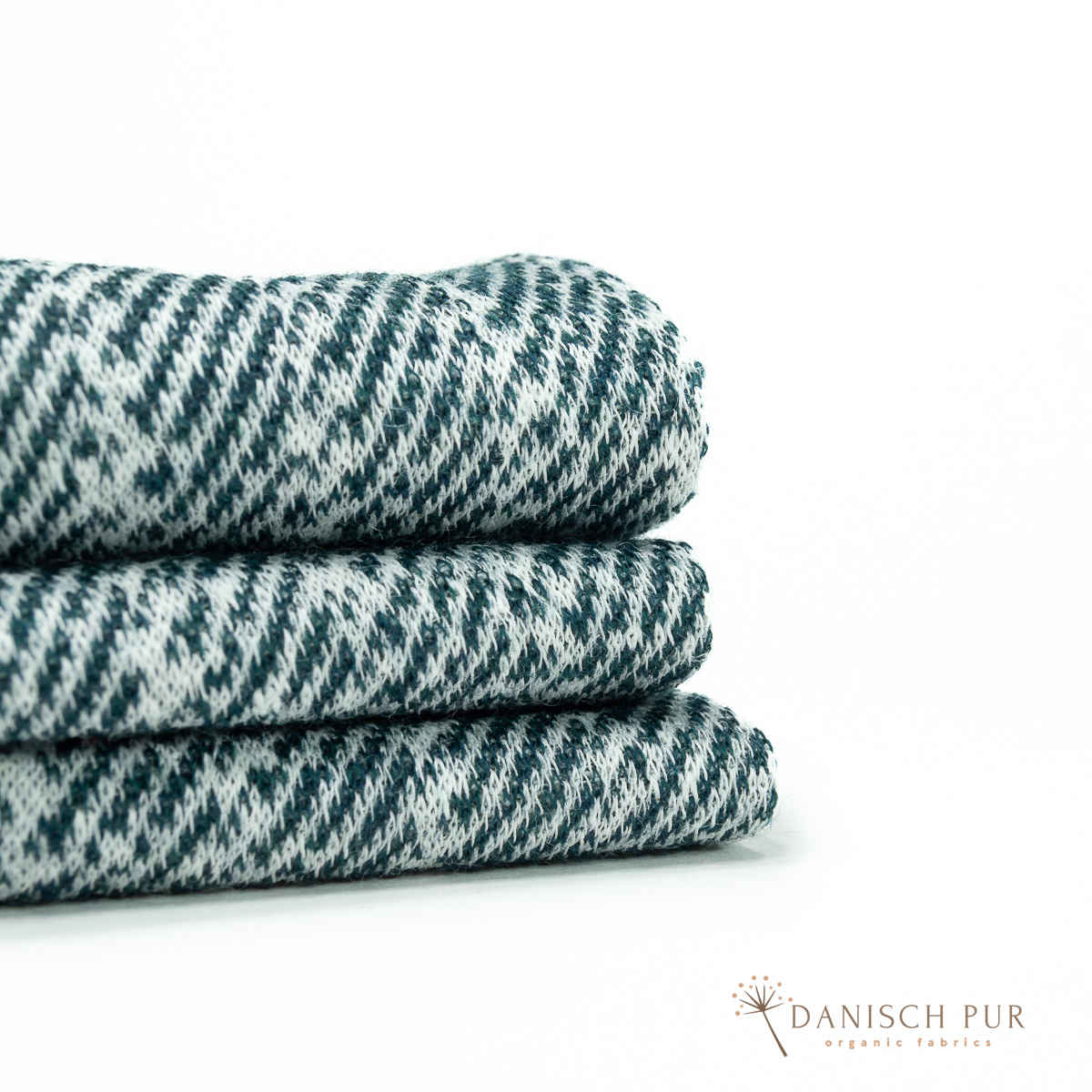 Coupon 80 cm Bio Wolle-Hanf (kbt, mulesingfreit-kba) Petrol melierter Fischgrat