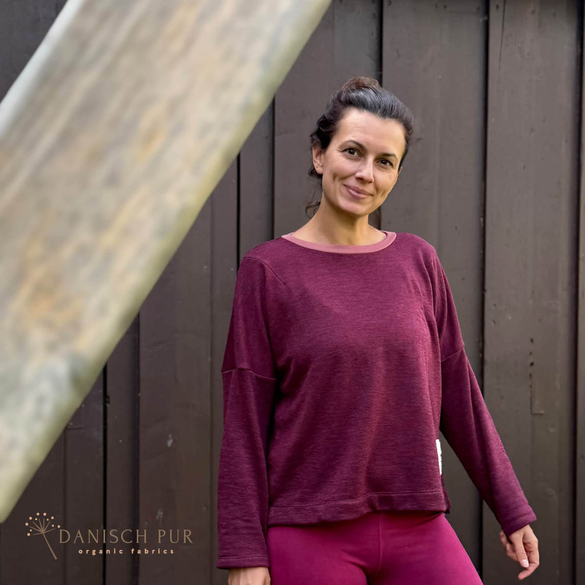 Coupon 130 cm B-Ware Bio Wolle/Lyocell Cino-Frottee Bordeaux (70% Schurwolle (Merino, kbt, mulesingfrei), 30% TENCEL™ Lyocell)