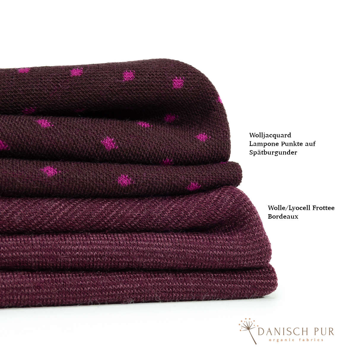 Coupon 130 cm B-Ware Bio Wolle/Lyocell Cino-Frottee Bordeaux (70% Schurwolle (Merino, kbt, mulesingfrei), 30% TENCEL™ Lyocell)