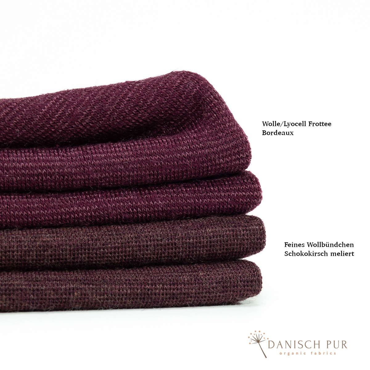 Coupon 130 cm B-Ware Bio Wolle/Lyocell Cino-Frottee Bordeaux (70% Schurwolle (Merino, kbt, mulesingfrei), 30% TENCEL™ Lyocell)