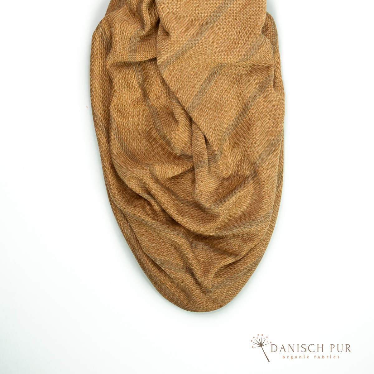 Bio Wolle/Lyocell Jersey Sanddorn-Cino Blockstreifen (70% Schurwolle (Merino, kbt, mulesingfrei), 30% TENCEL™ Lyocell)