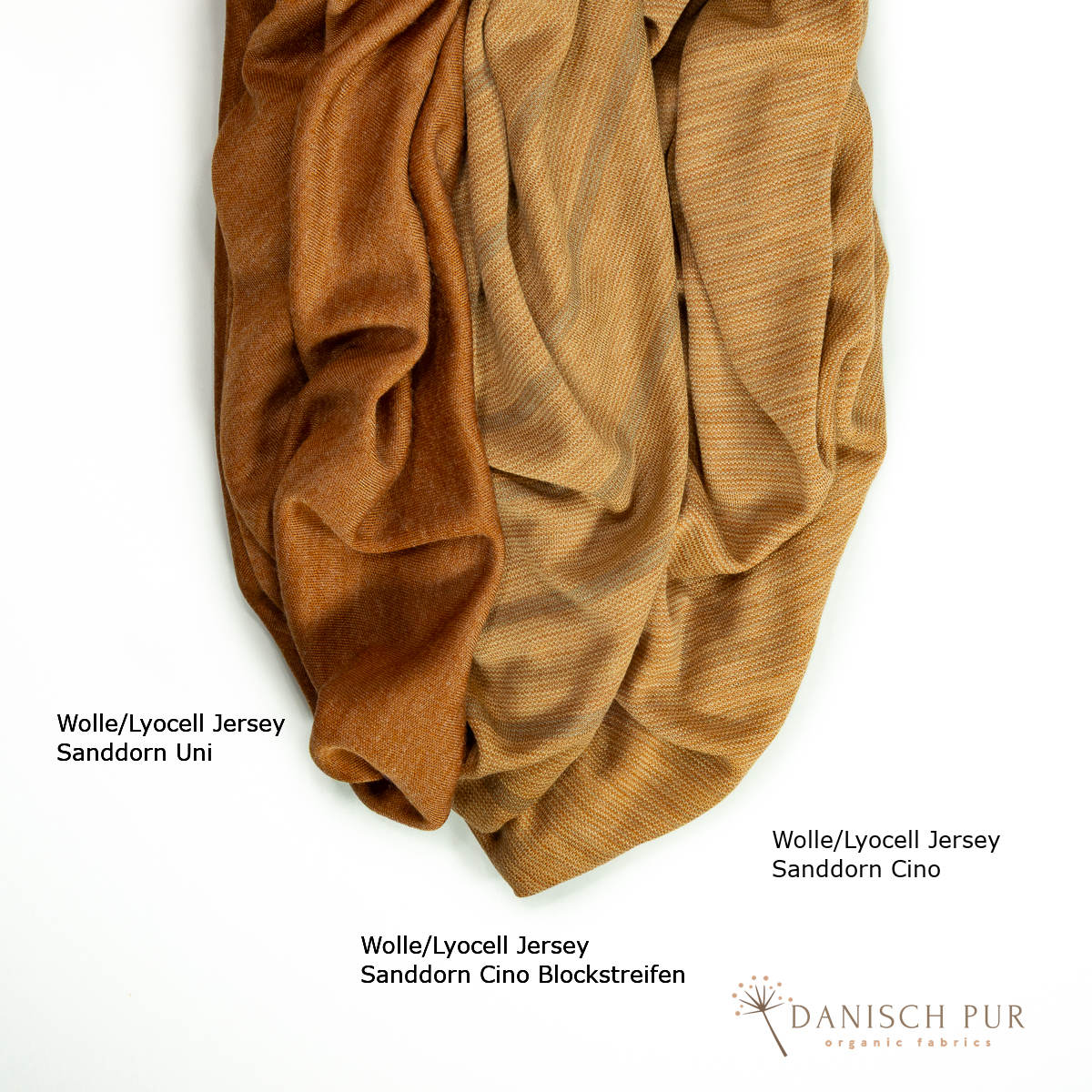 Bio Wolle/Lyocell Jersey Sanddorn Uni (70% Schurwolle (Merino, kbt, mulesingfrei), 30% TENCEL™ Lyocell)