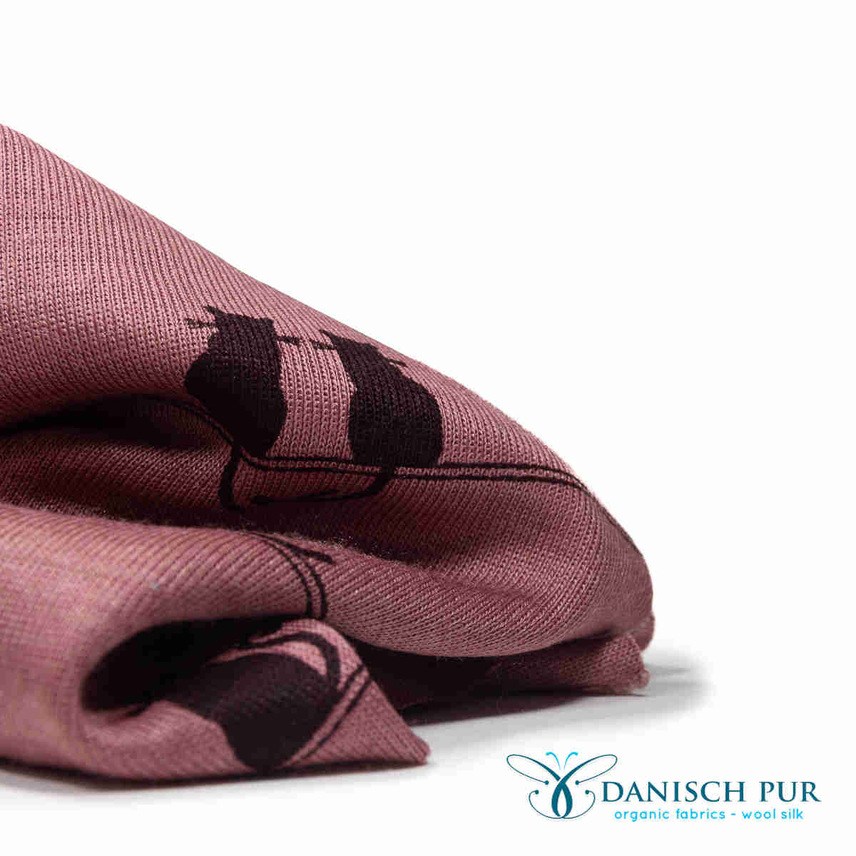 Organic wool silk cats on dusky pink (kbt, mulesing-free)