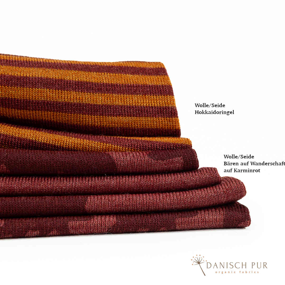 Bio Wolle Seide Bären auf Wanderschaft Karminrot (70% Schurwolle, Merino kbt, mulesingfrei, 30% Seide)