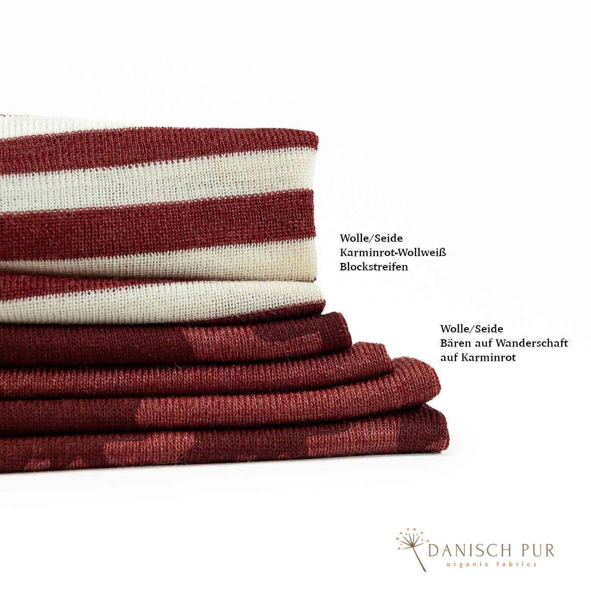 Bio Wolle Seide Bären auf Wanderschaft Karminrot (70% Schurwolle, Merino kbt, mulesingfrei, 30% Seide)