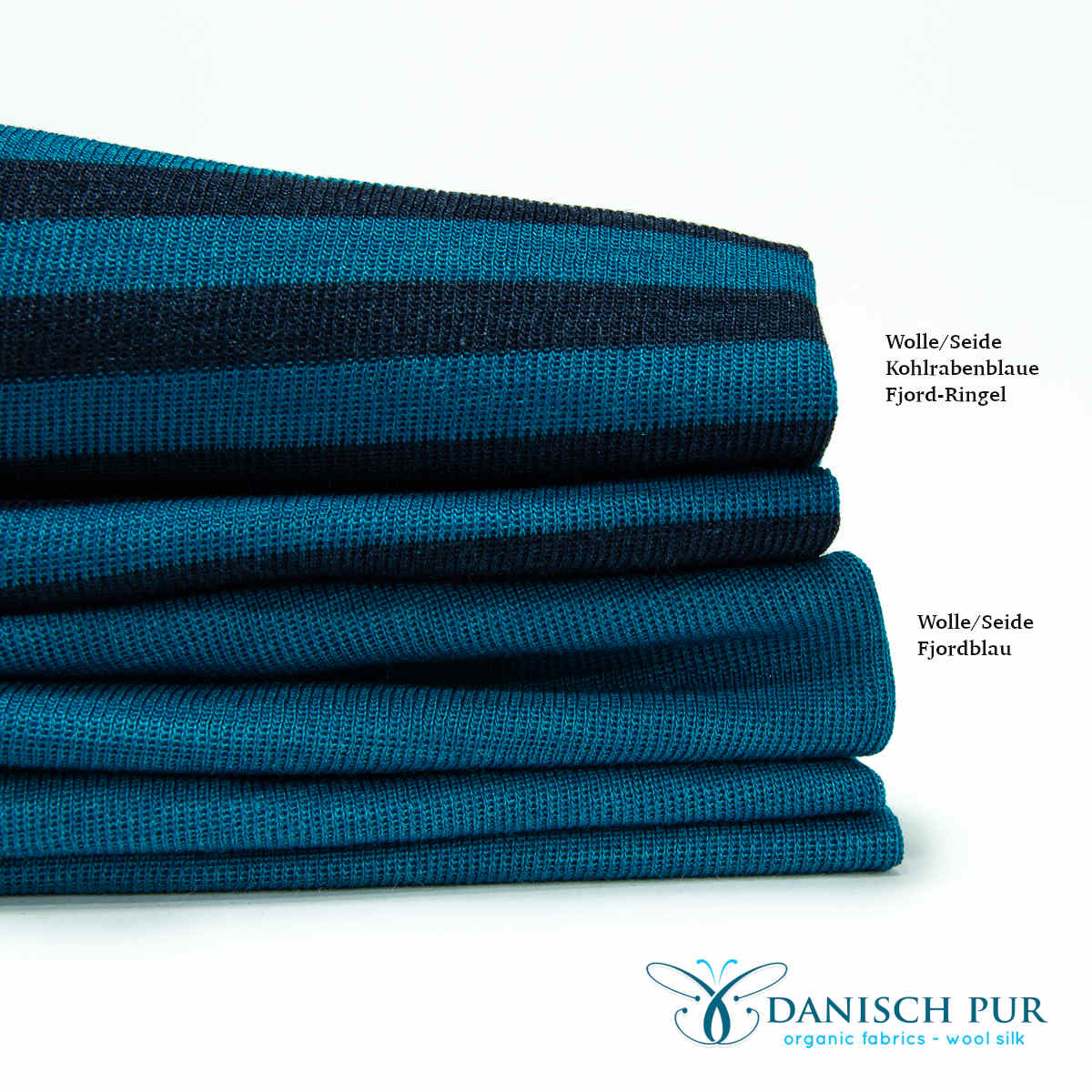 Bio Wolle Seide Kohlrabenblaue Fjord-Ringel (70% Schurwolle Merino, kbt, mulesingfrei, 30% Seide)