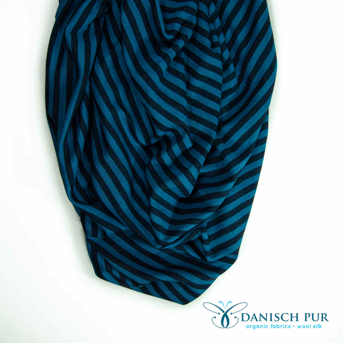 Bio Wolle Seide Kohlrabenblaue Fjord-Ringel (70% Schurwolle Merino, kbt, mulesingfrei, 30% Seide)