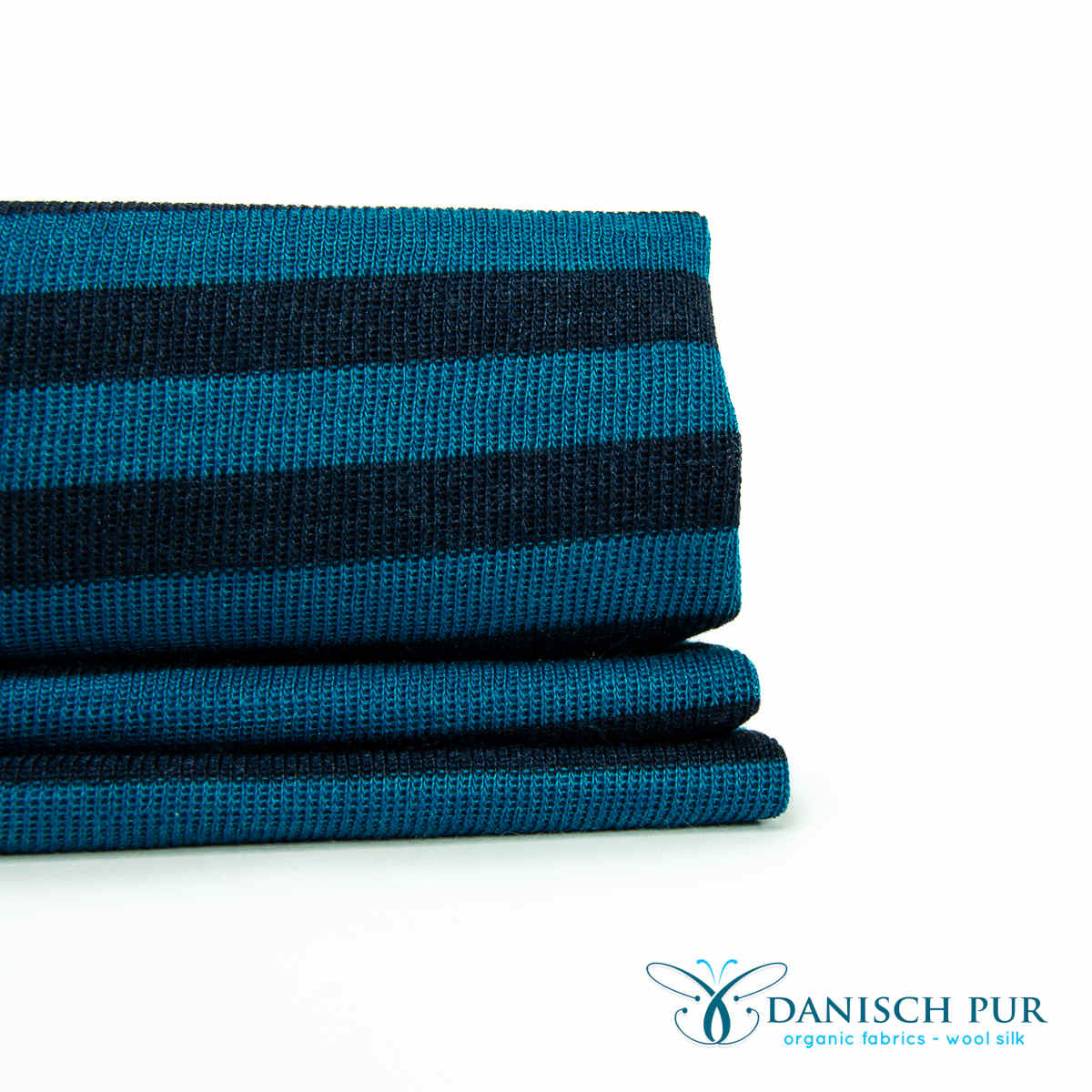 Bio Wolle Seide Kohlrabenblaue Fjord-Ringel (70% Schurwolle Merino, kbt, mulesingfrei, 30% Seide)
