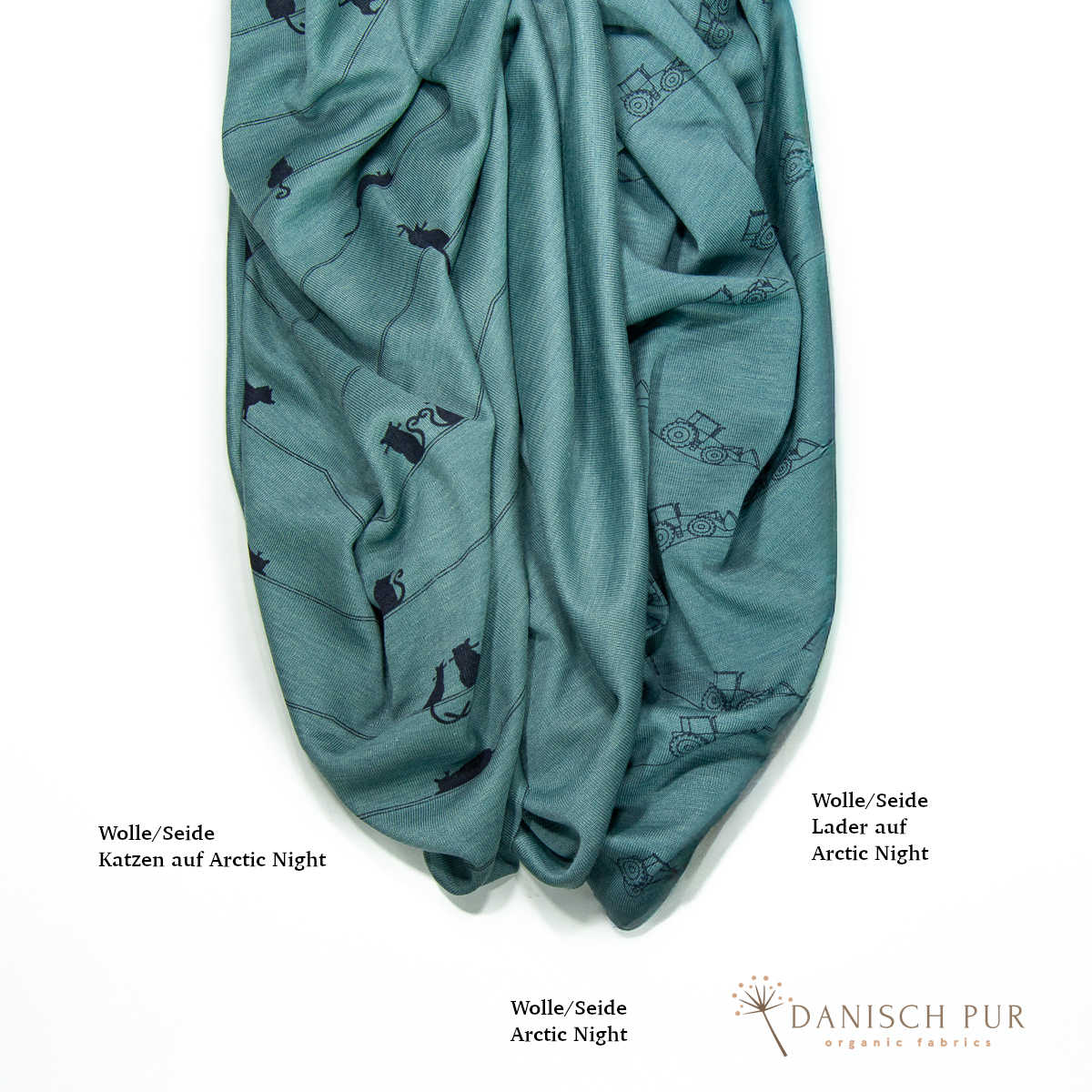 Organic wool silk lather on Arctic Night (kbt, mulesing-free)