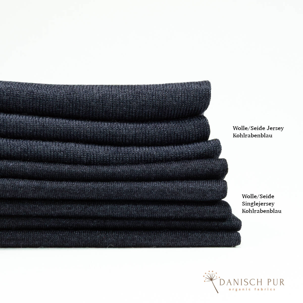 Singlejersey Bio Wolle Seide Kohlrabenblau (70% Schurwolle Merino, kbt, mulesingfrei, 30% Seide)