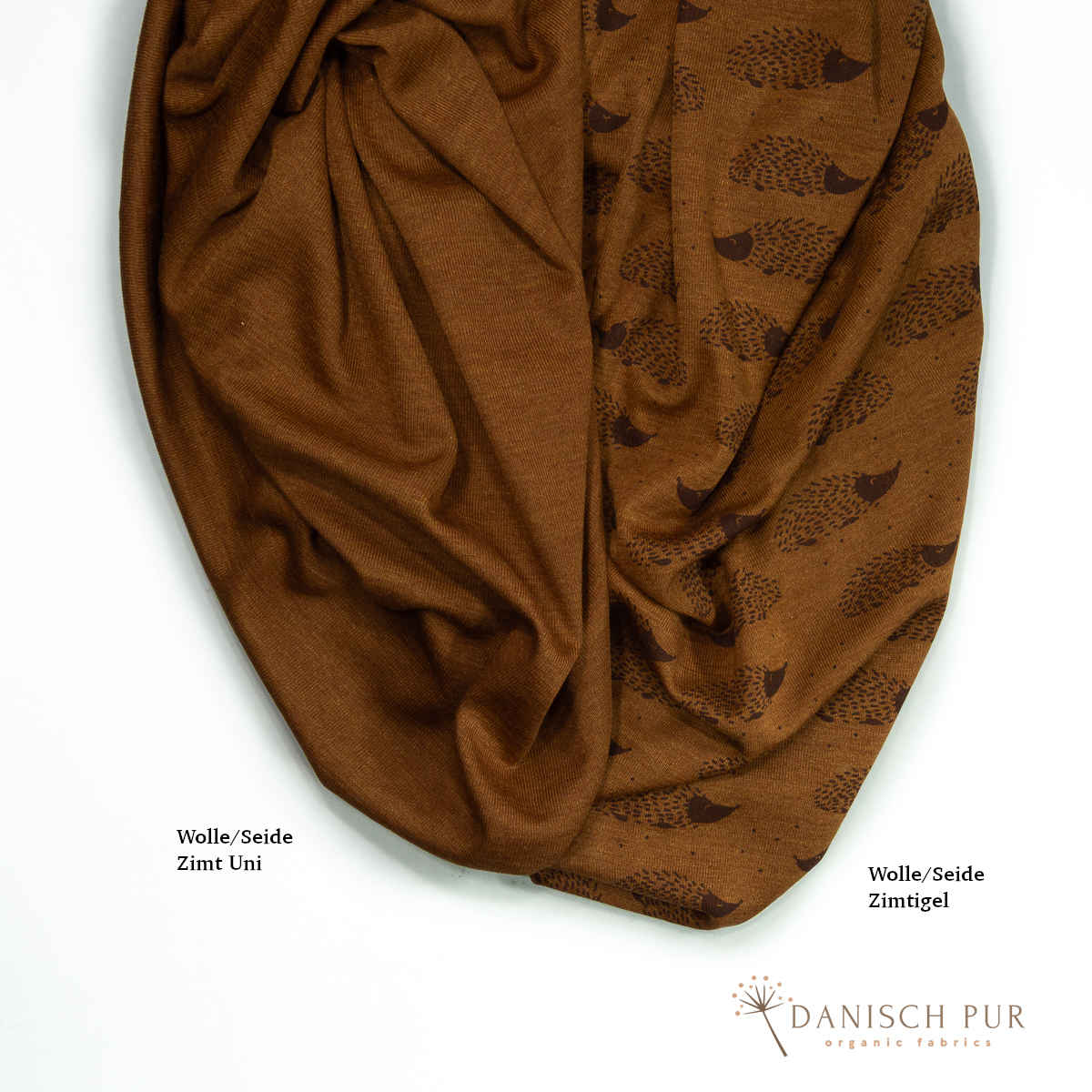Bio Wolle Seide Igel auf Zimt (70% Schurwolle Merino, kbt, mulesingfrei, 30% Seide)
