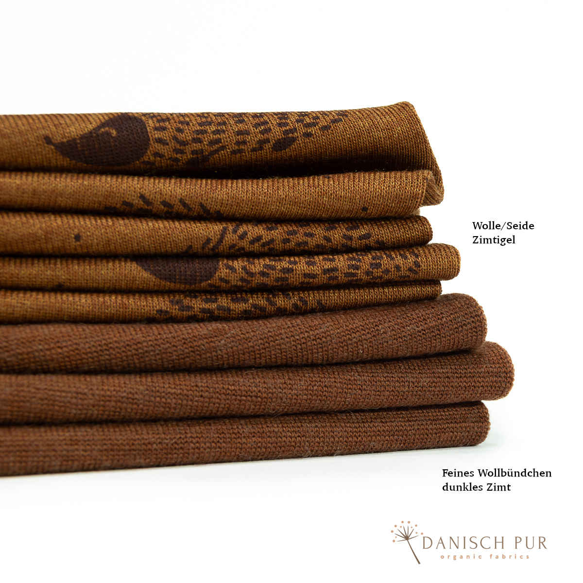 Bio Wolle Seide Igel auf Zimt (70% Schurwolle Merino, kbt, mulesingfrei, 30% Seide)