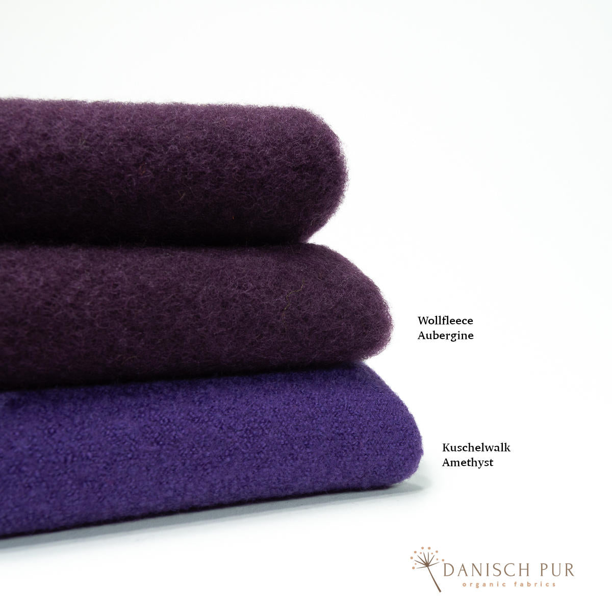 Bio Wollfleece Aubergine meliert(100% Schurwolle, Merino, kbt, mulesingfrei)