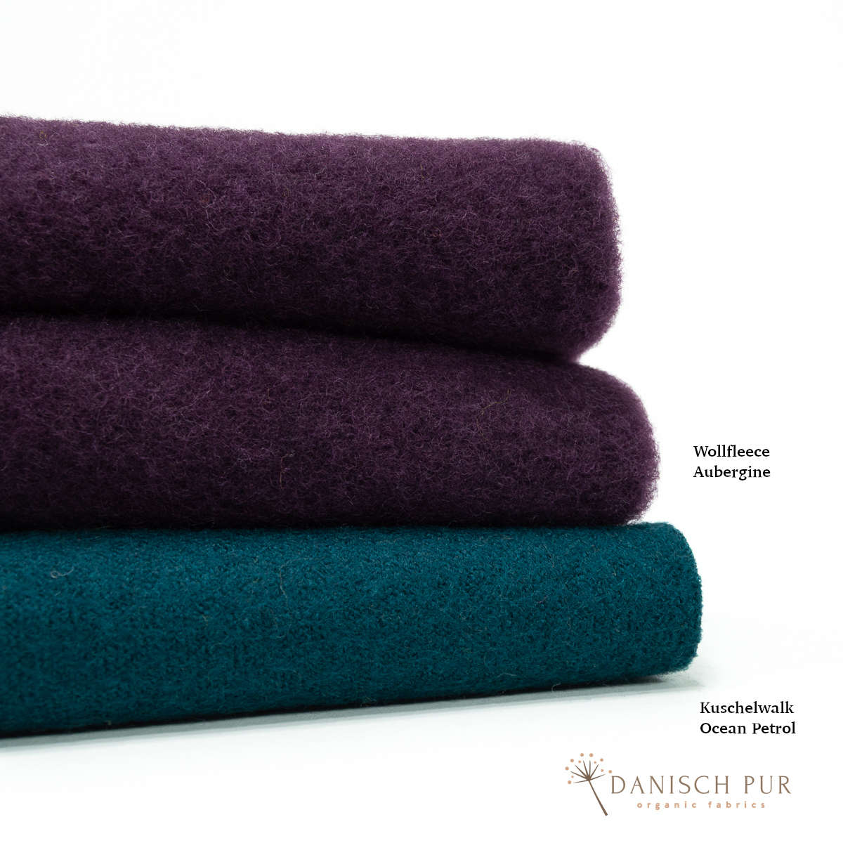 Bio Wollfleece Aubergine meliert(100% Schurwolle, Merino, kbt, mulesingfrei)