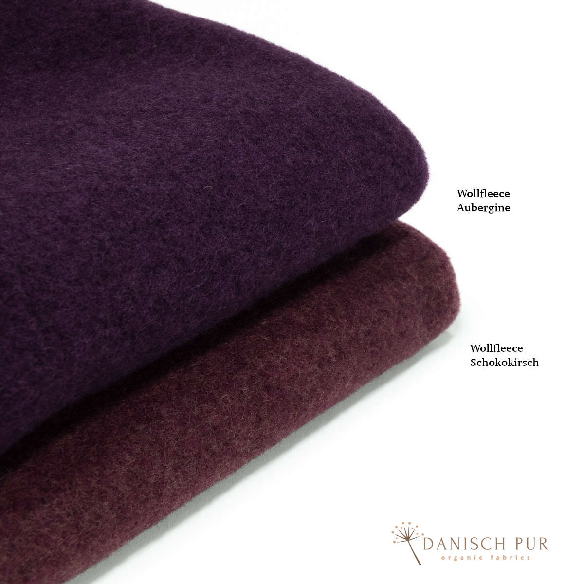 Bio Wollfleece Aubergine meliert(100% Schurwolle, Merino, kbt, mulesingfrei)