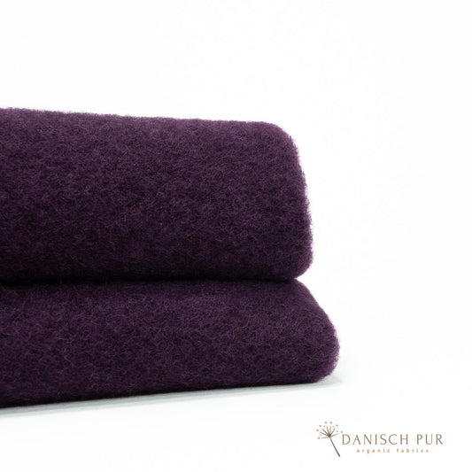 Bio Wollfleece Aubergine meliert(100% Schurwolle, Merino, kbt, mulesingfrei)