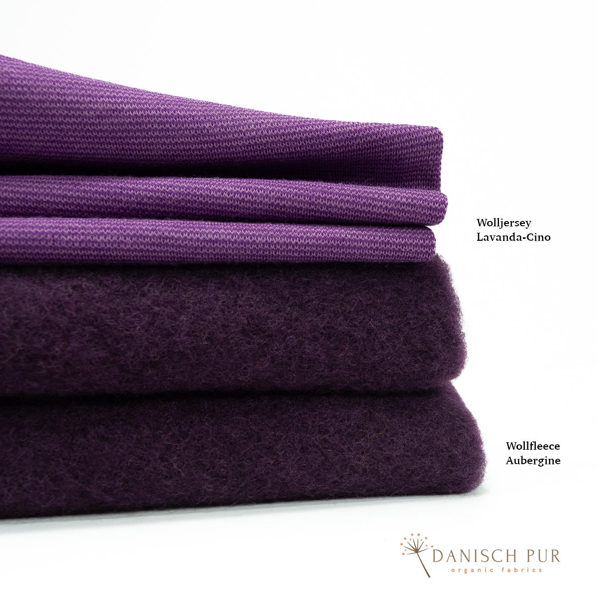 Bio Wollfleece Aubergine meliert(100% Schurwolle, Merino, kbt, mulesingfrei)