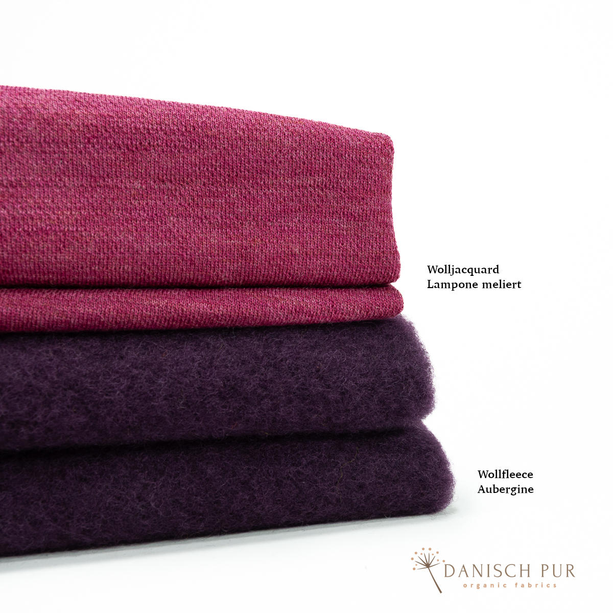 Bio Wollfleece Aubergine meliert(100% Schurwolle, Merino, kbt, mulesingfrei)