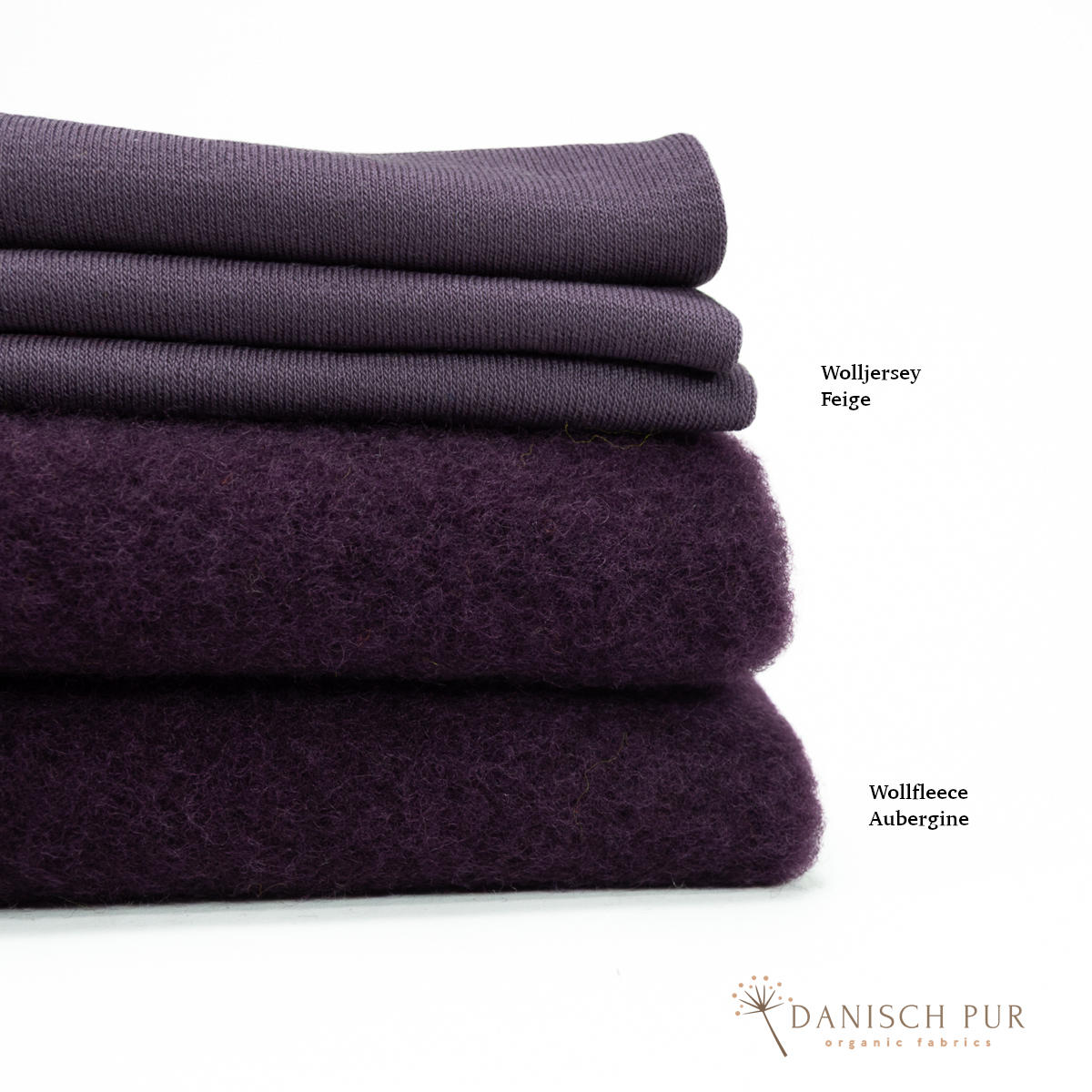 Bio Wollfleece Aubergine meliert(100% Schurwolle, Merino, kbt, mulesingfrei)