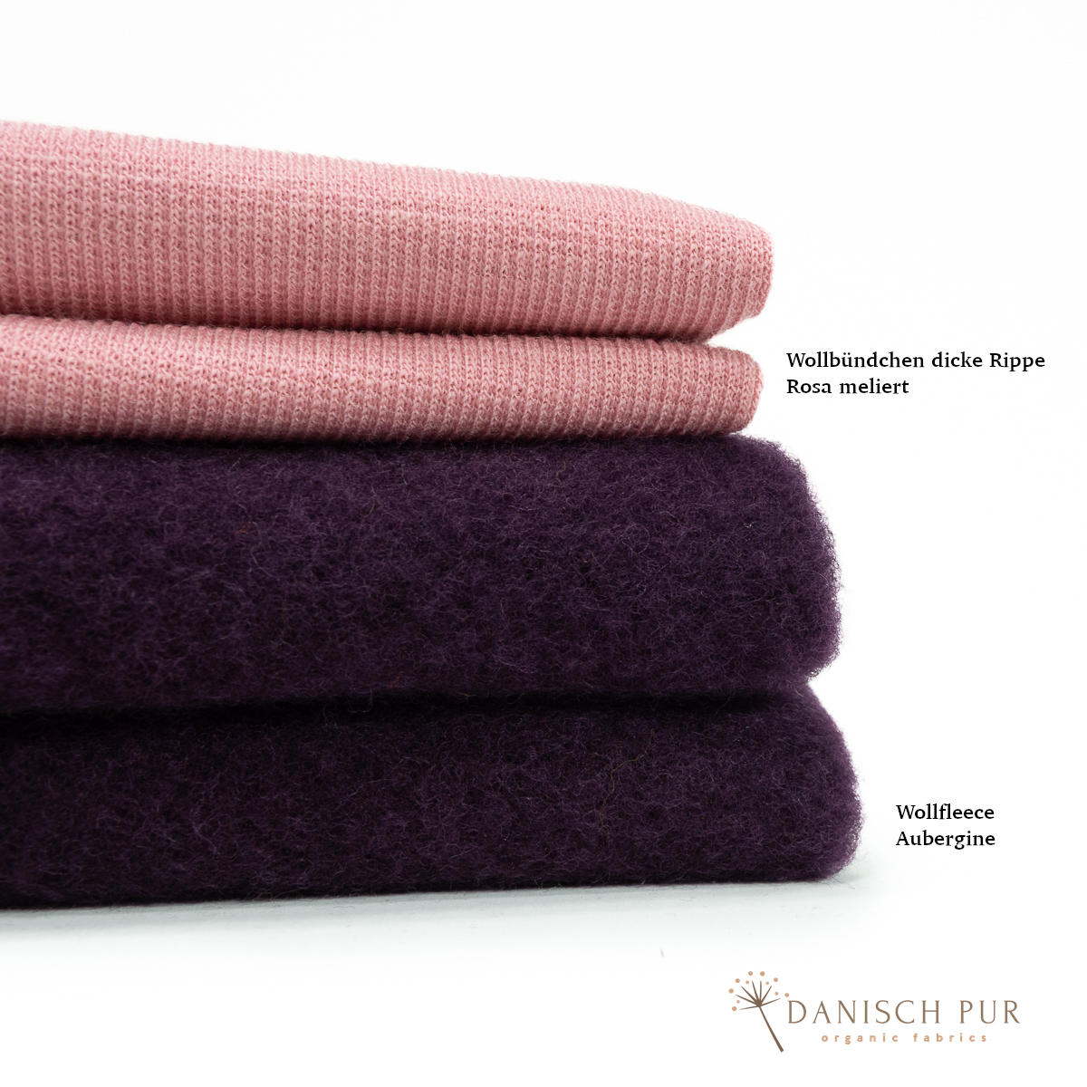 Bio Wollfleece Aubergine meliert(100% Schurwolle, Merino, kbt, mulesingfrei)