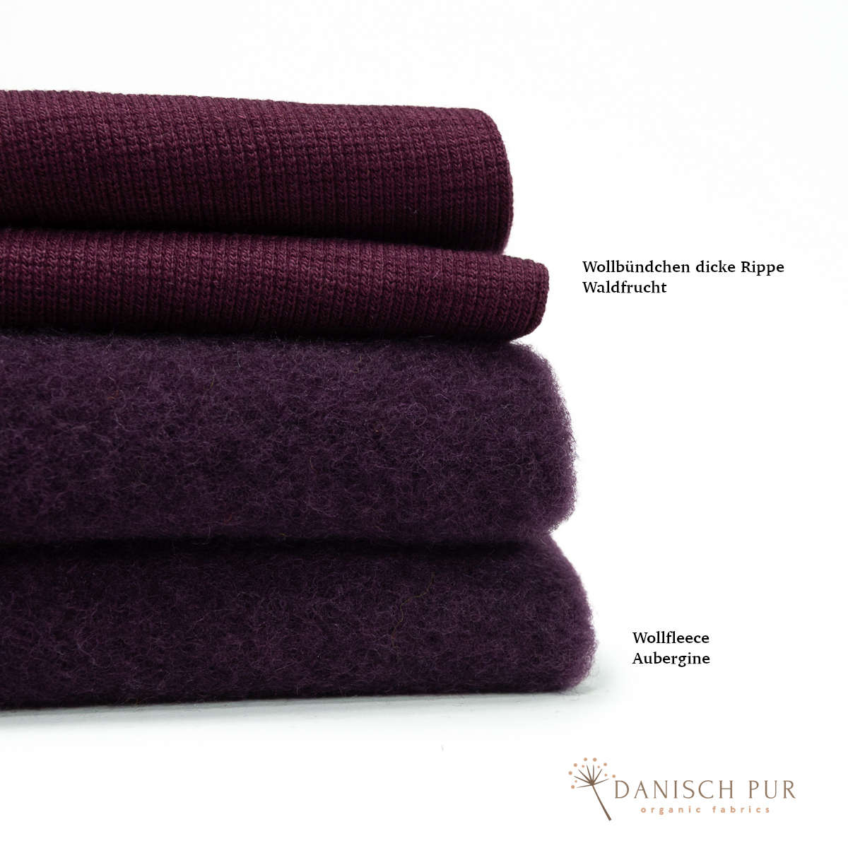 Bio Wollfleece Aubergine meliert(100% Schurwolle, Merino, kbt, mulesingfrei)
