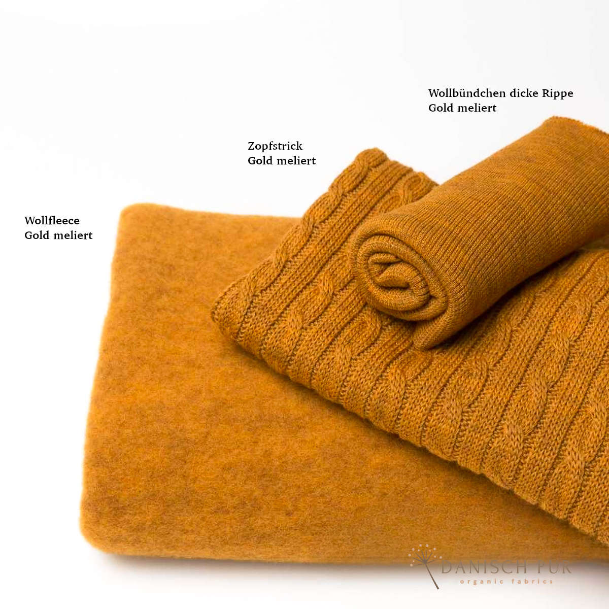 Bio Wollfleece Gold meliert (100% Schurwolle, Merino, kbt, mulesingfrei)