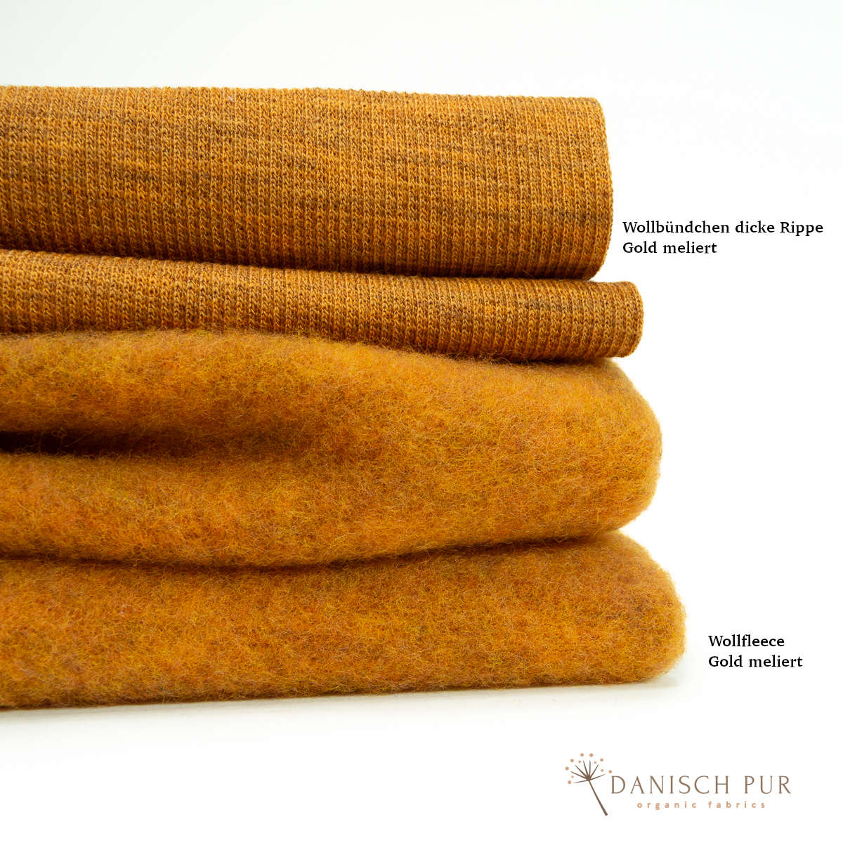 Bio Wollfleece Gold meliert (100% Schurwolle, Merino, kbt, mulesingfrei)