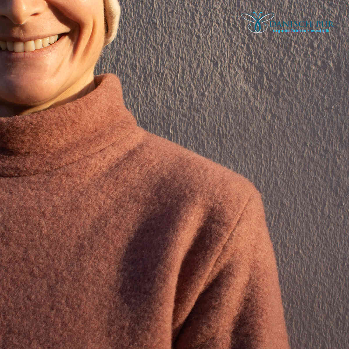Organic wool fleece rosewood melange (100% virgin wool, Merino, organic, mulesing-free)