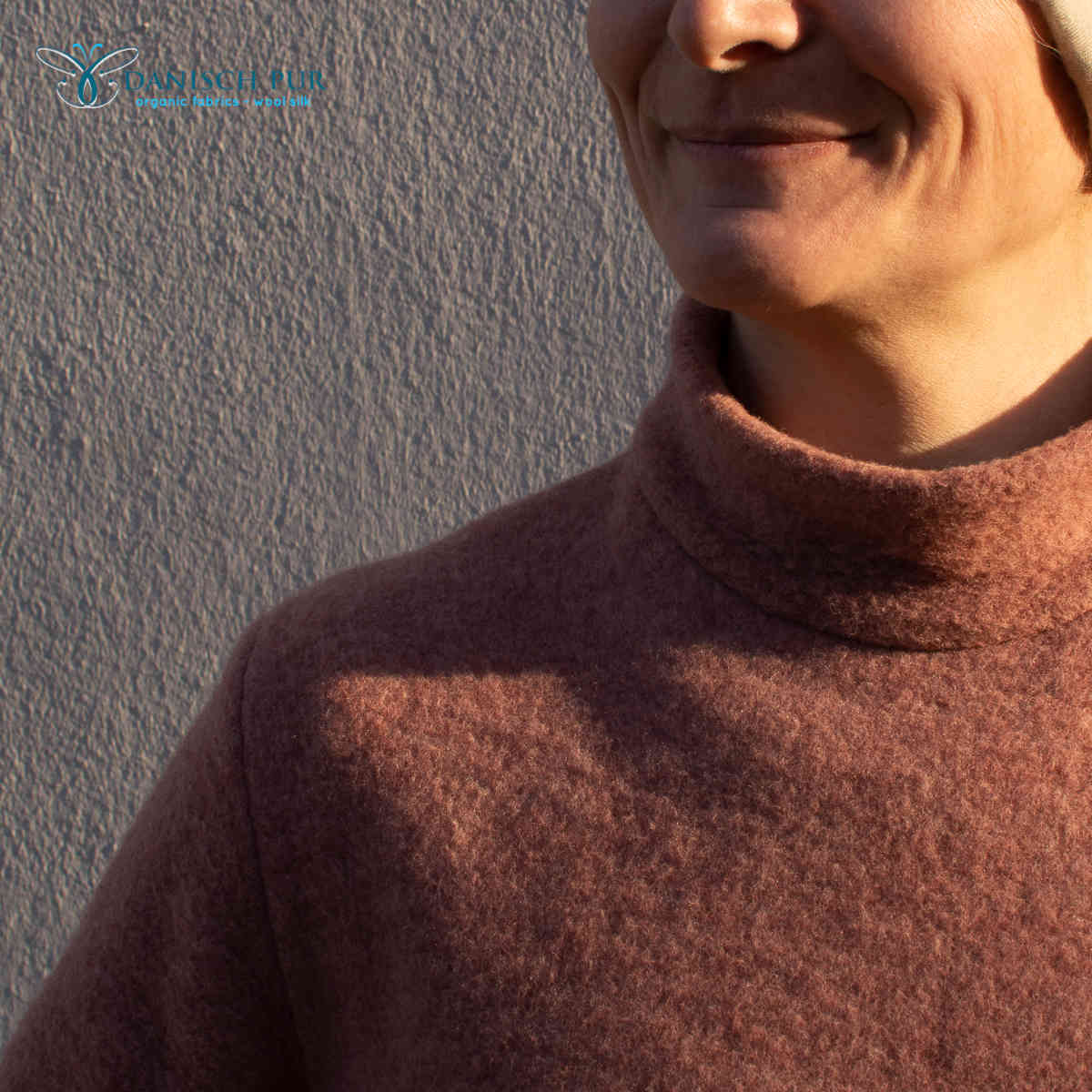 Organic wool fleece rosewood melange (100% virgin wool, Merino, organic, mulesing-free)