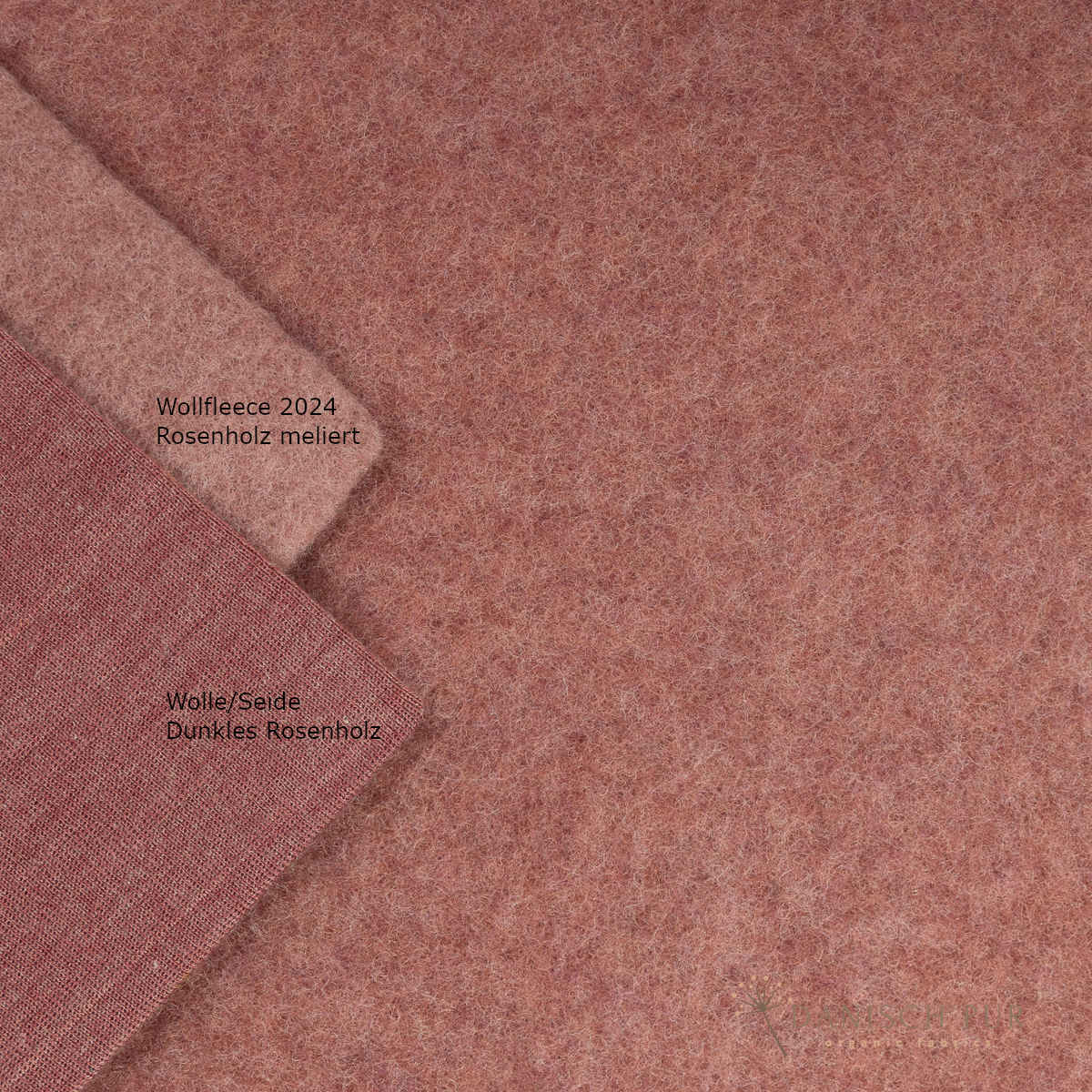 Organic wool fleece rosewood melange (100% virgin wool, Merino, organic, mulesing-free)