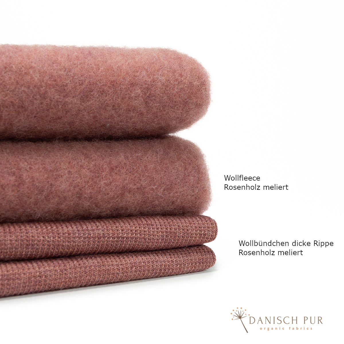Organic wool fleece rosewood melange (100% virgin wool, Merino, organic, mulesing-free)