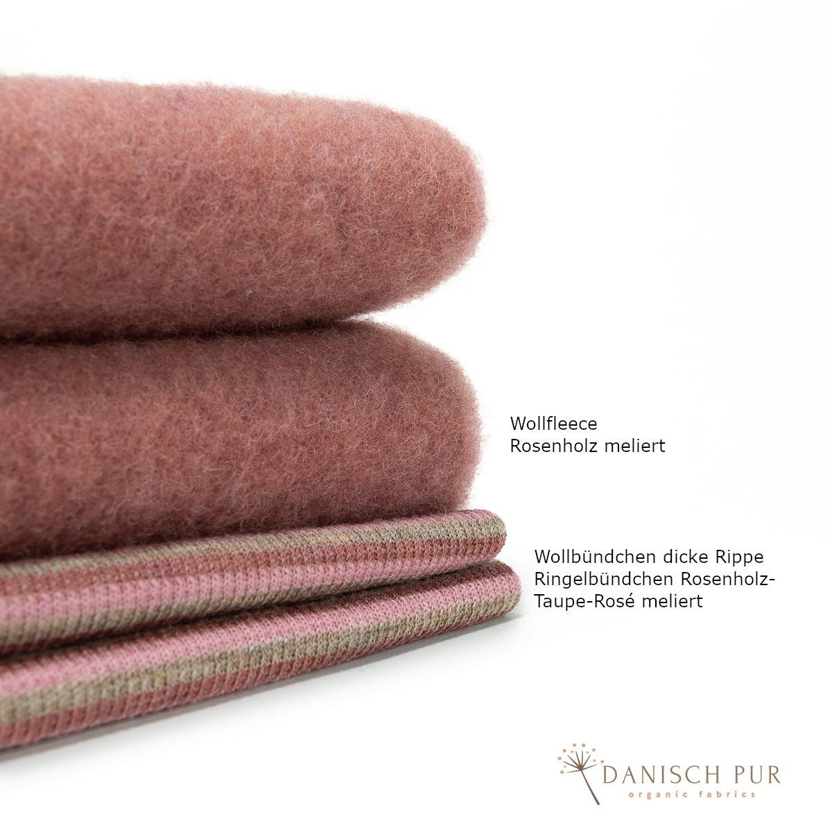 Organic wool fleece rosewood melange (100% virgin wool, Merino, organic, mulesing-free)