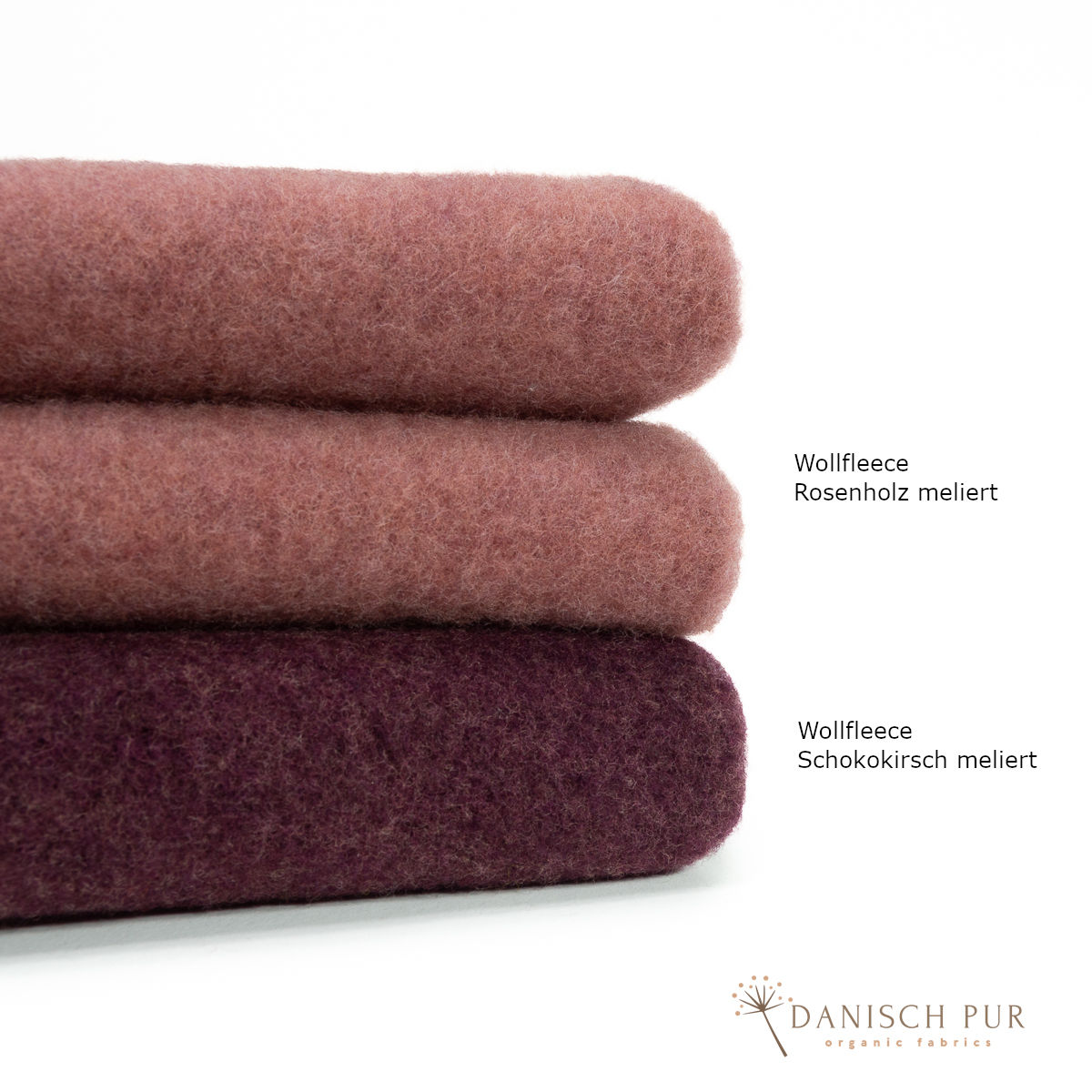 Organic wool fleece rosewood melange (100% virgin wool, Merino, organic, mulesing-free)