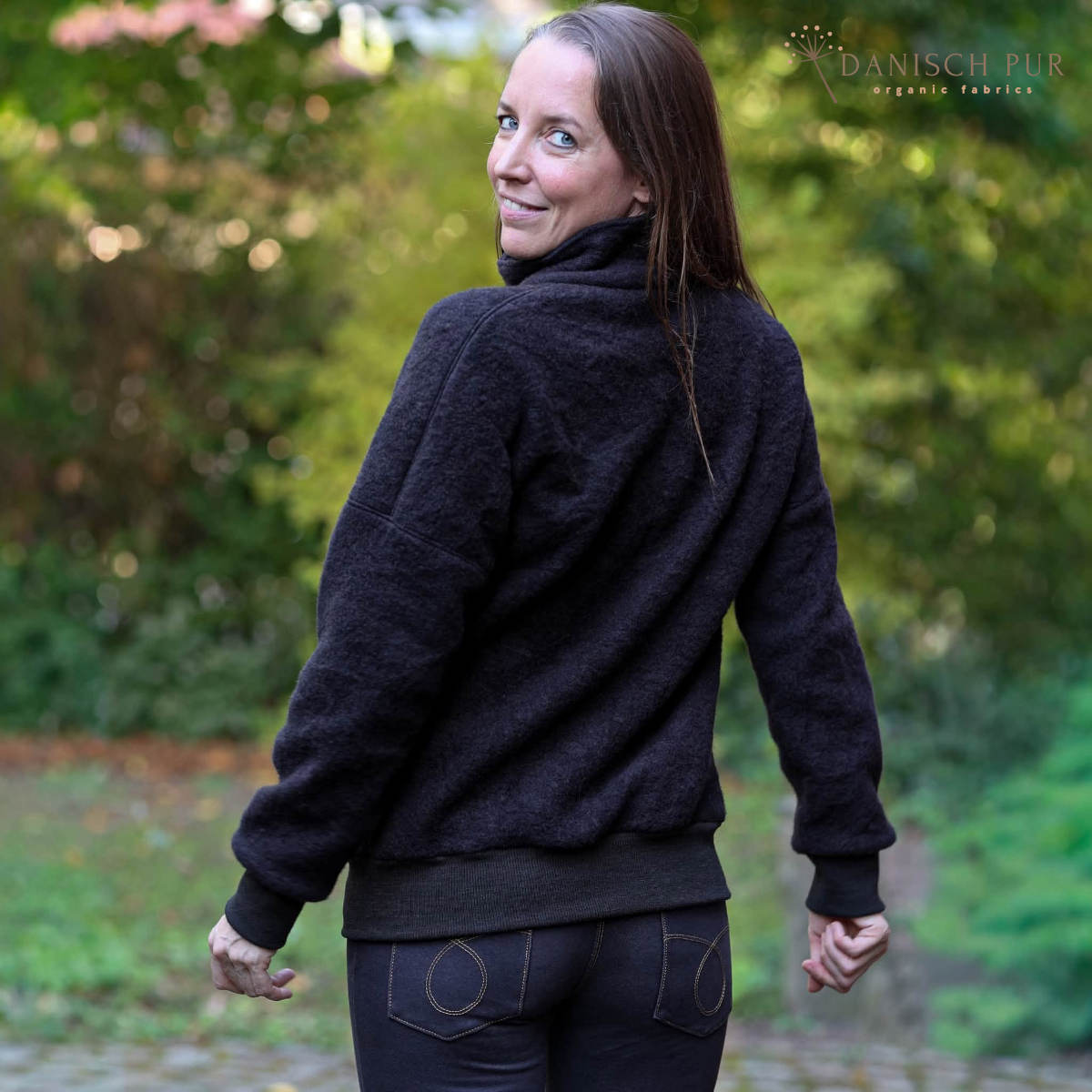 Bio Wollfleece Schwarz meliert(100% Schurwolle, Merino, kbt, mulesingfrei)