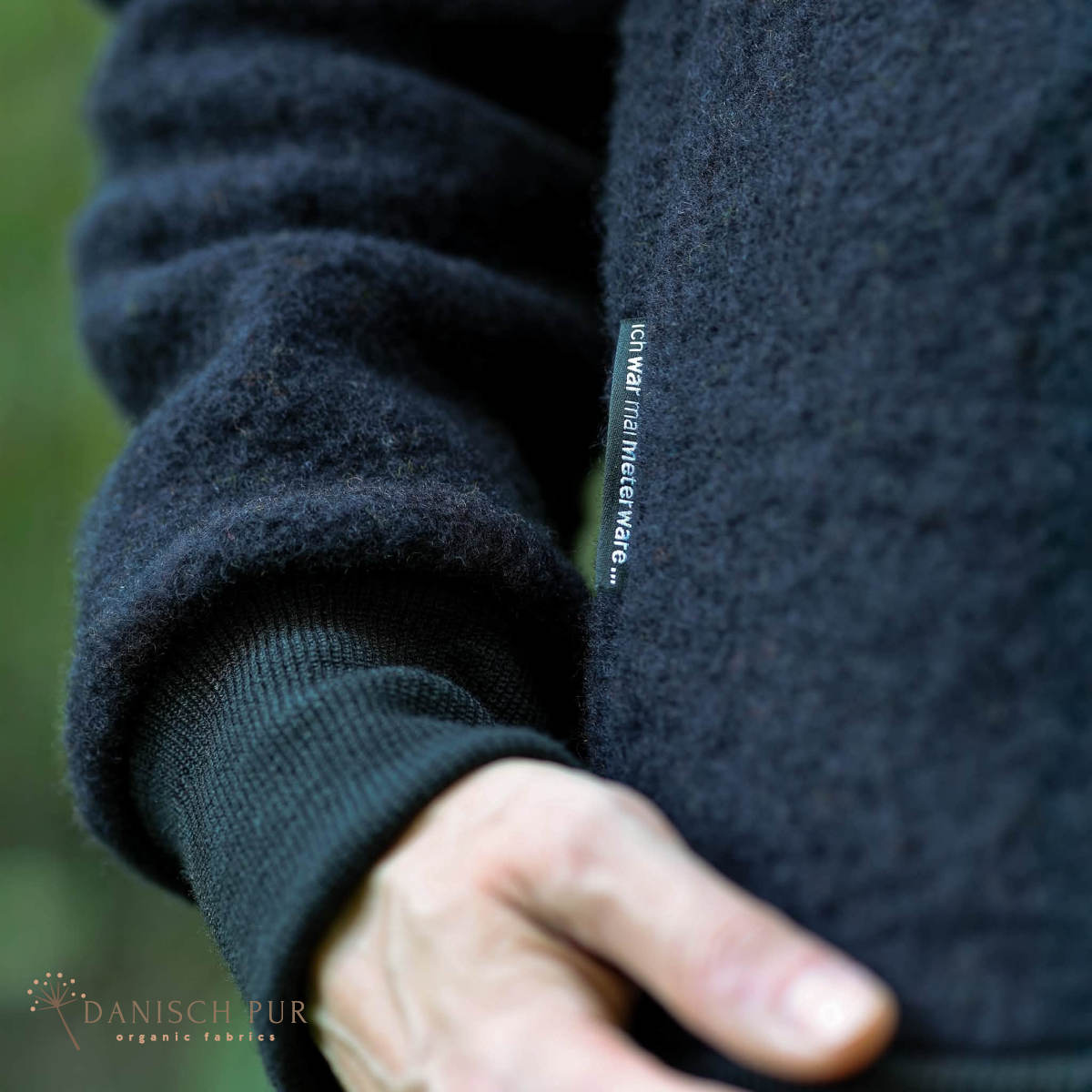 Bio Wollfleece Schwarz meliert(100% Schurwolle, Merino, kbt, mulesingfrei)