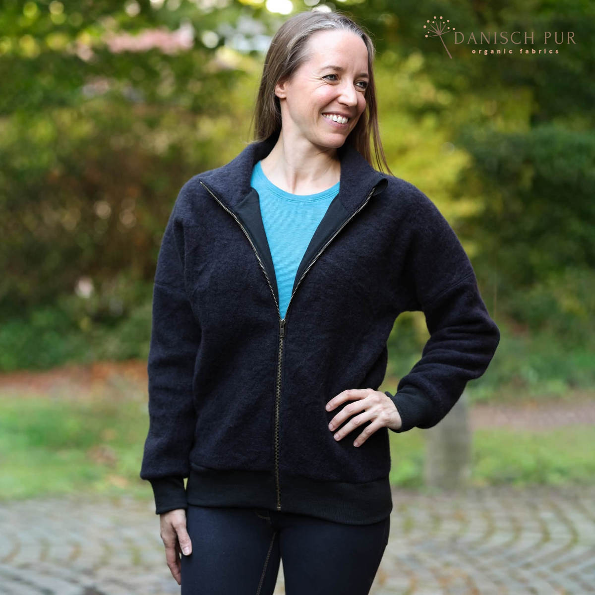 Bio Wollfleece Schwarz meliert(100% Schurwolle, Merino, kbt, mulesingfrei)
