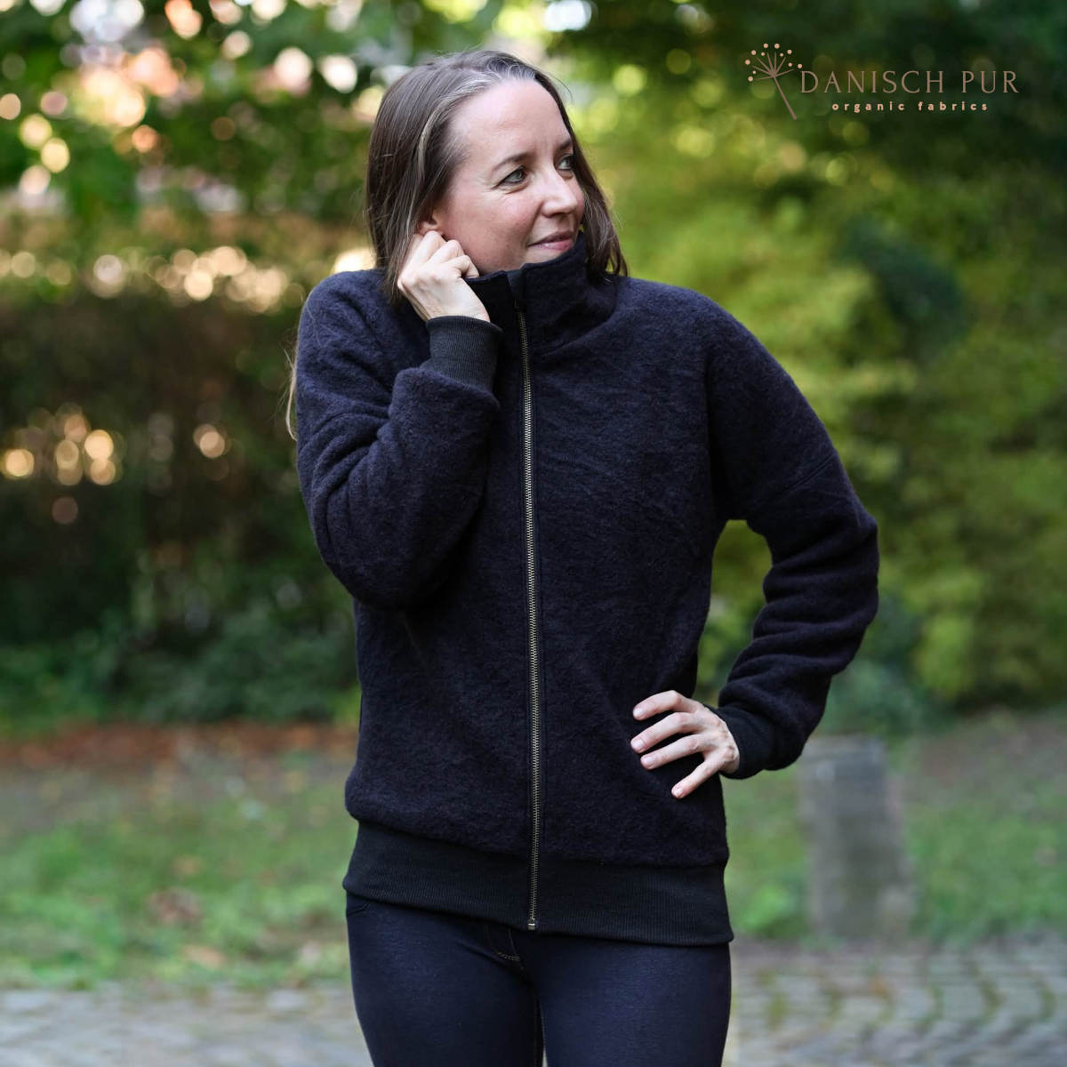 Bio Wollfleece Schwarz meliert(100% Schurwolle, Merino, kbt, mulesingfrei)