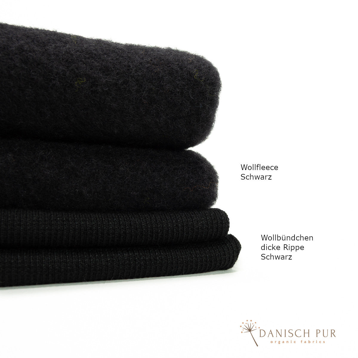 Bio Wollfleece Schwarz meliert(100% Schurwolle, Merino, kbt, mulesingfrei)