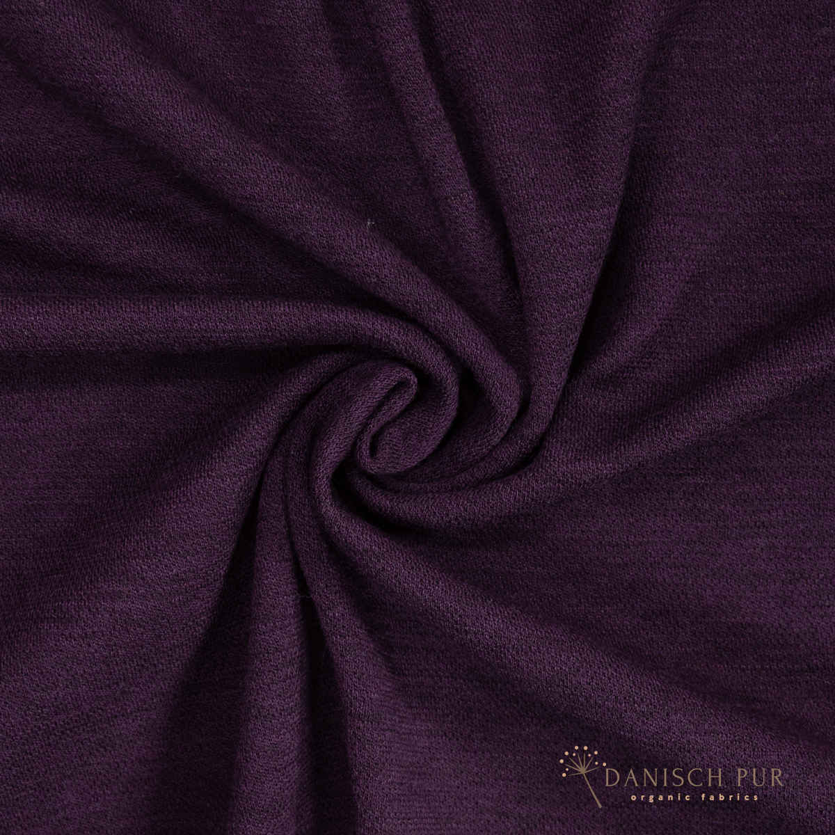Bio Wolljersey Jacquard Uni Aubergine meliert (100% Schurwolle, Merino, kbt, mulesingfrei)