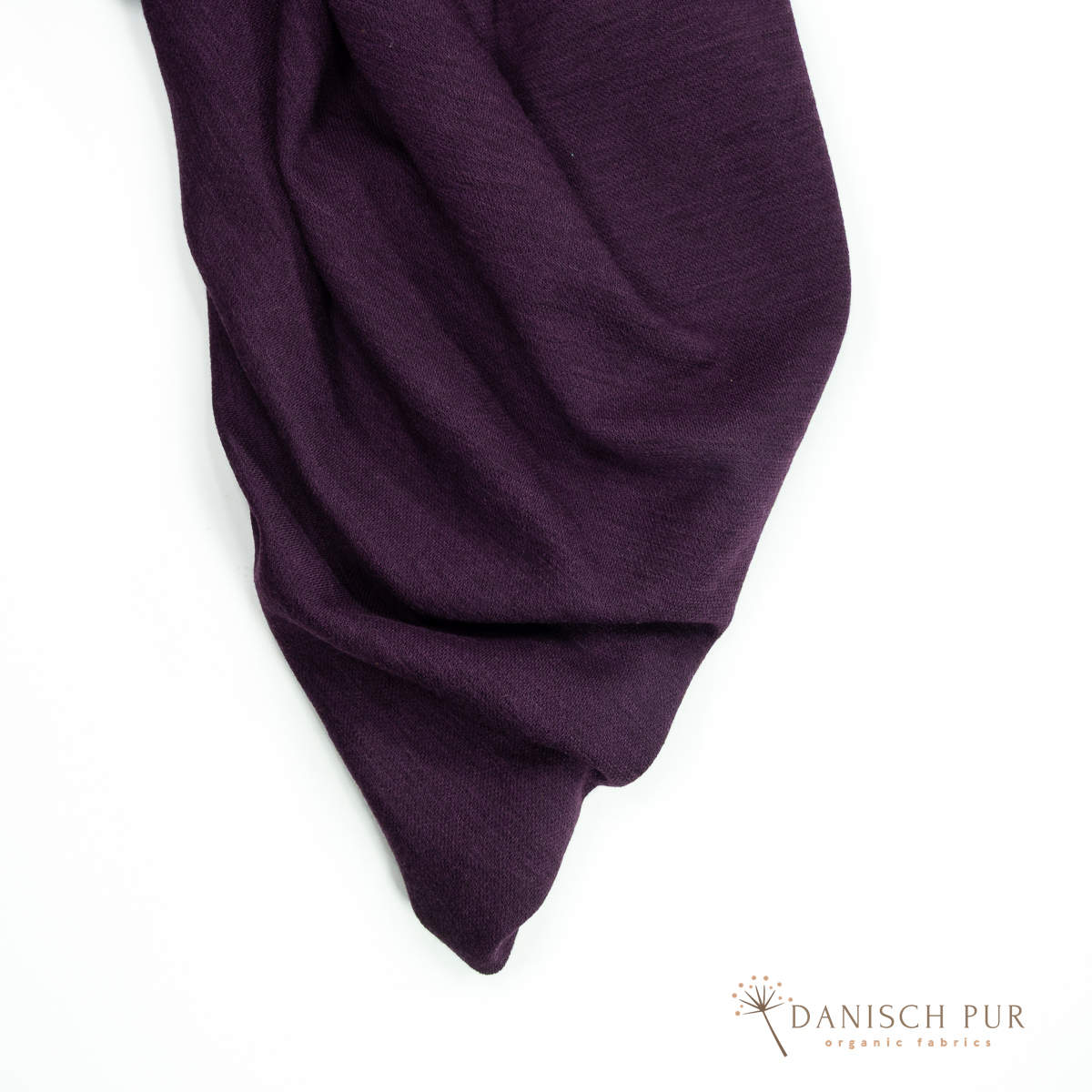 Bio Wolljersey Jacquard Uni Aubergine meliert (100% Schurwolle, Merino, kbt, mulesingfrei)