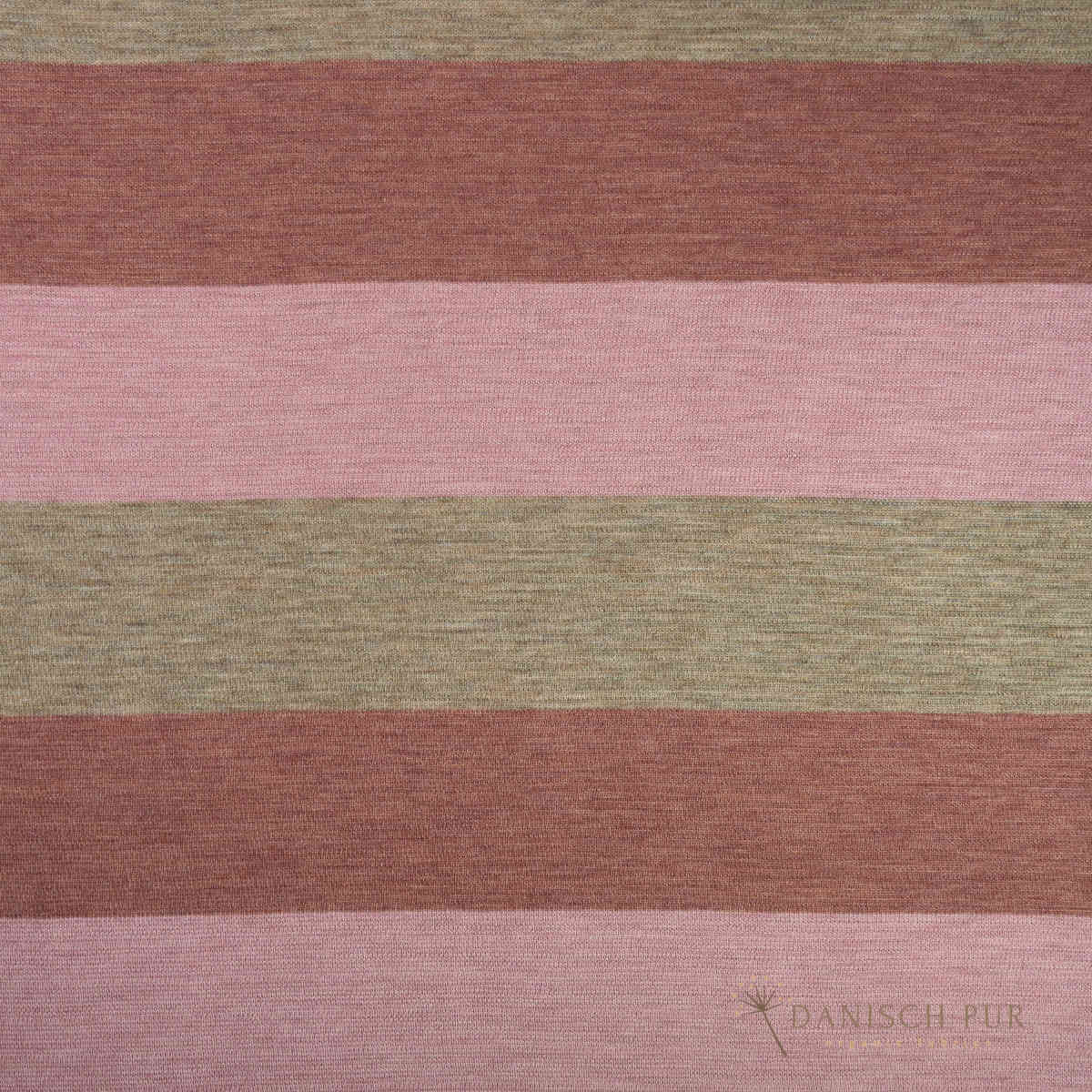 Organic wool jersey block stripe jacquard black-aubergine-gold-petrol melange (100% virgin wool, Merino, organic, mulesing-free)