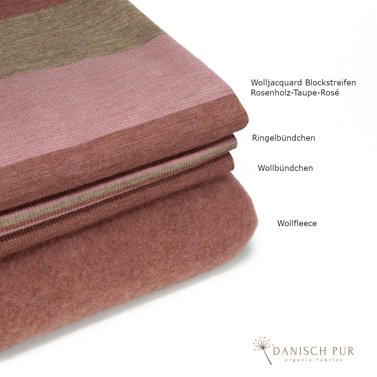 Organic wool fleece rosewood melange (100% virgin wool, Merino, organic, mulesing-free)