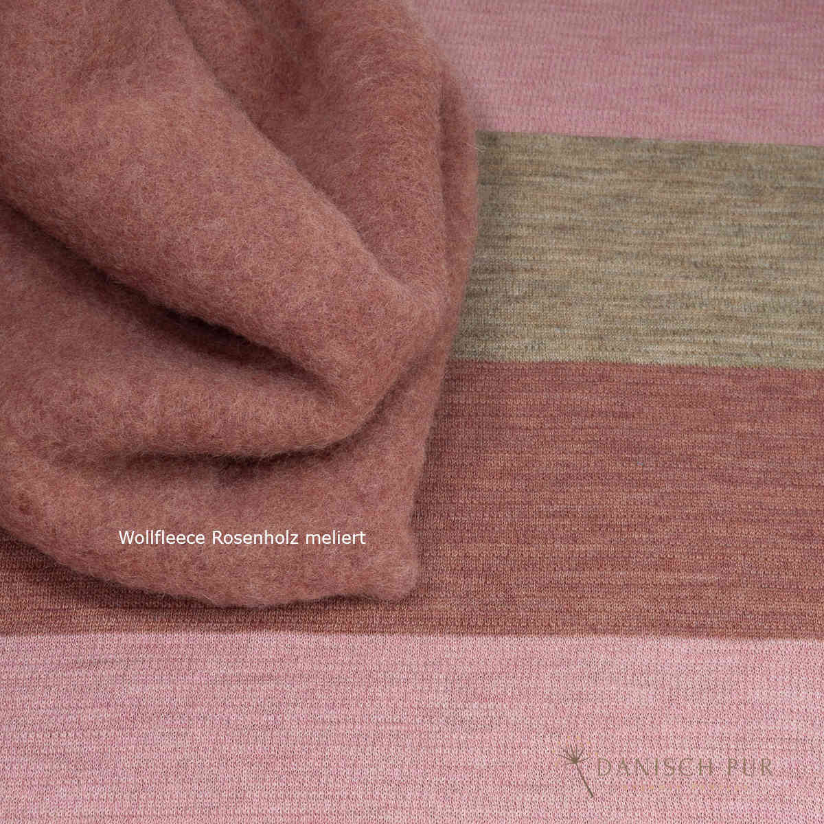 Organic wool fleece rosewood melange (100% virgin wool, Merino, organic, mulesing-free)