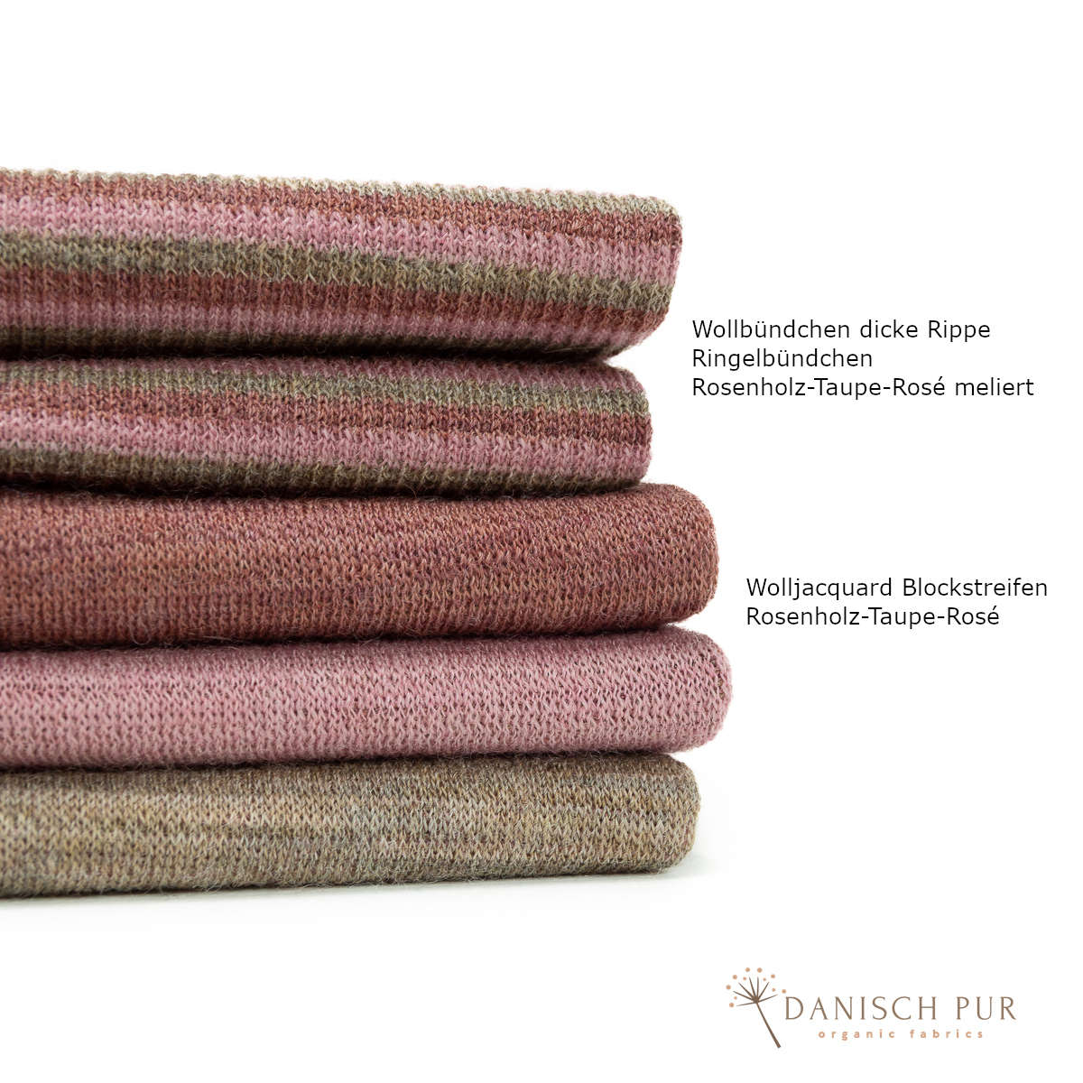 Organic wool cuffs with striped long stockings, melange ribbed in a tube (organic, mulesing-free)